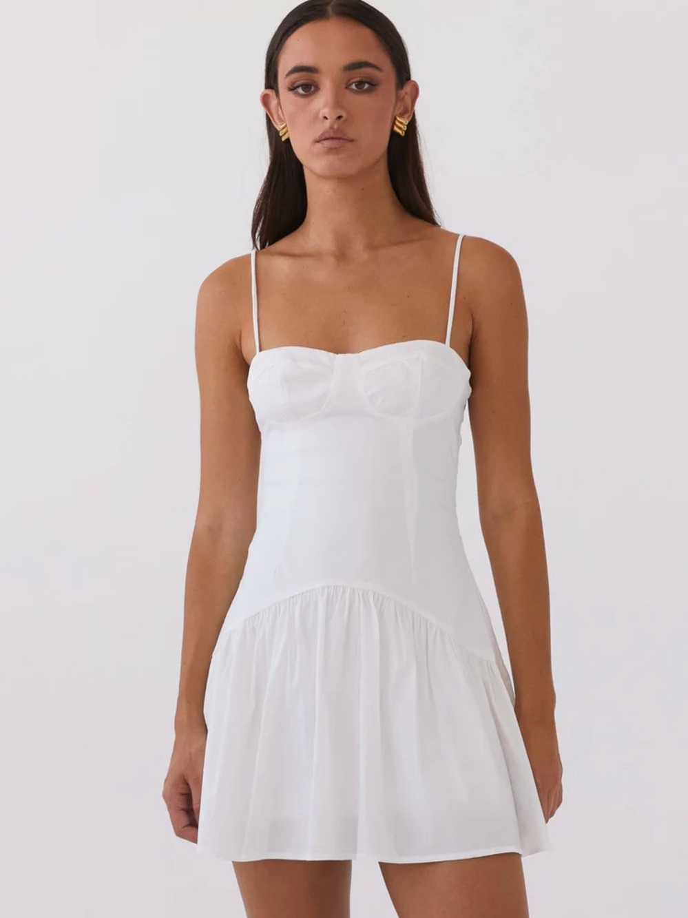 Peppermayo Endless Summer White Cotton Drop Waist Mini Dress NWT Size 8
